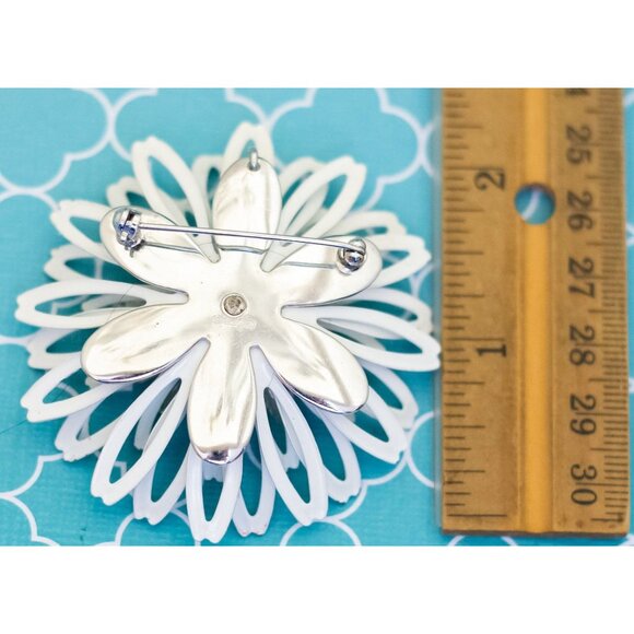 Vintage Silver Tone Floral Anemone Stylish Brooch by Sarah Coventry - R37 - Picture 2 of 2